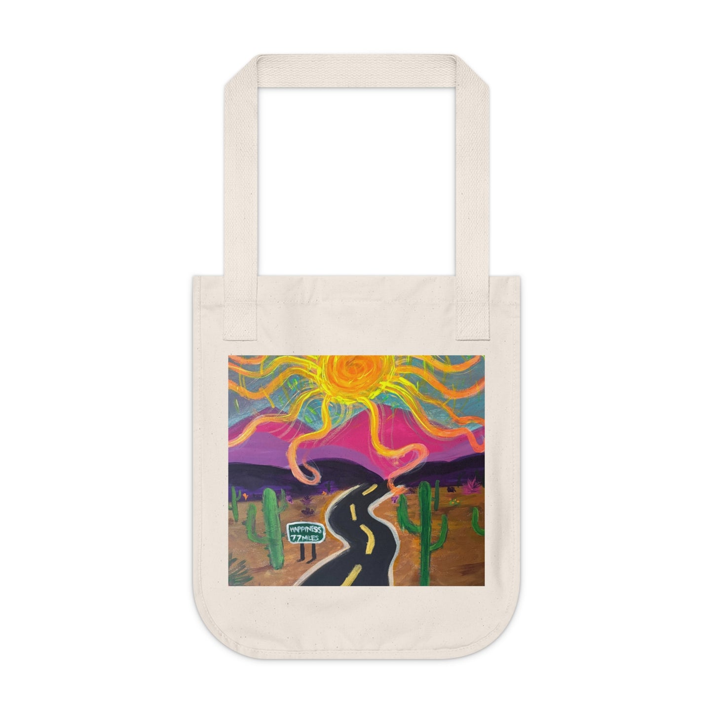 Vibrant Organic Canvas Tote Bag - Desert Sunset Design