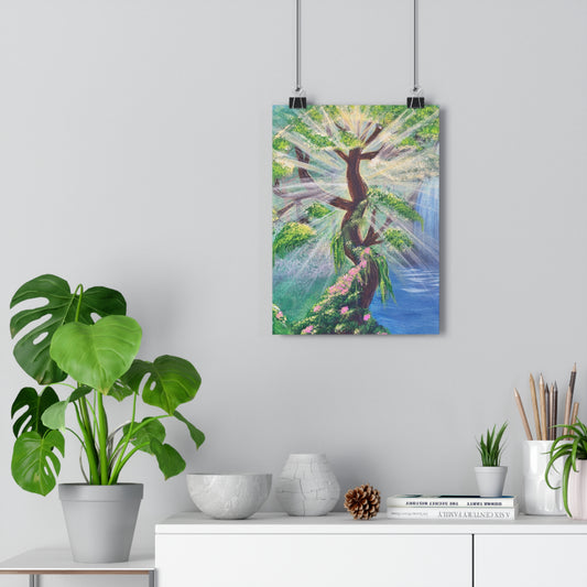 Sunlit Awakening – Forest Tree Print