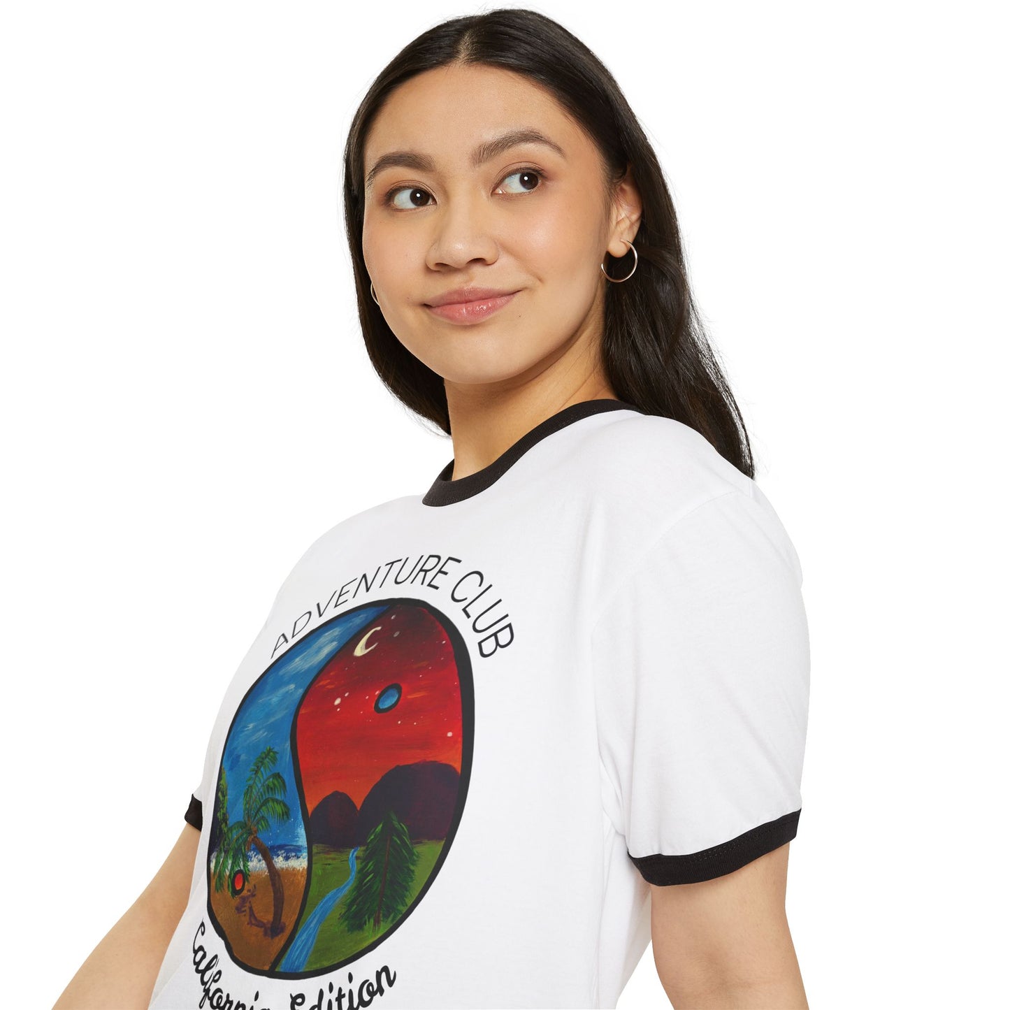 Adventure Club Ringer Tee - Unisex Cotton T-Shirt for Nature Lovers, Perfect for Summer Festivals, Casual Outings, Travel.