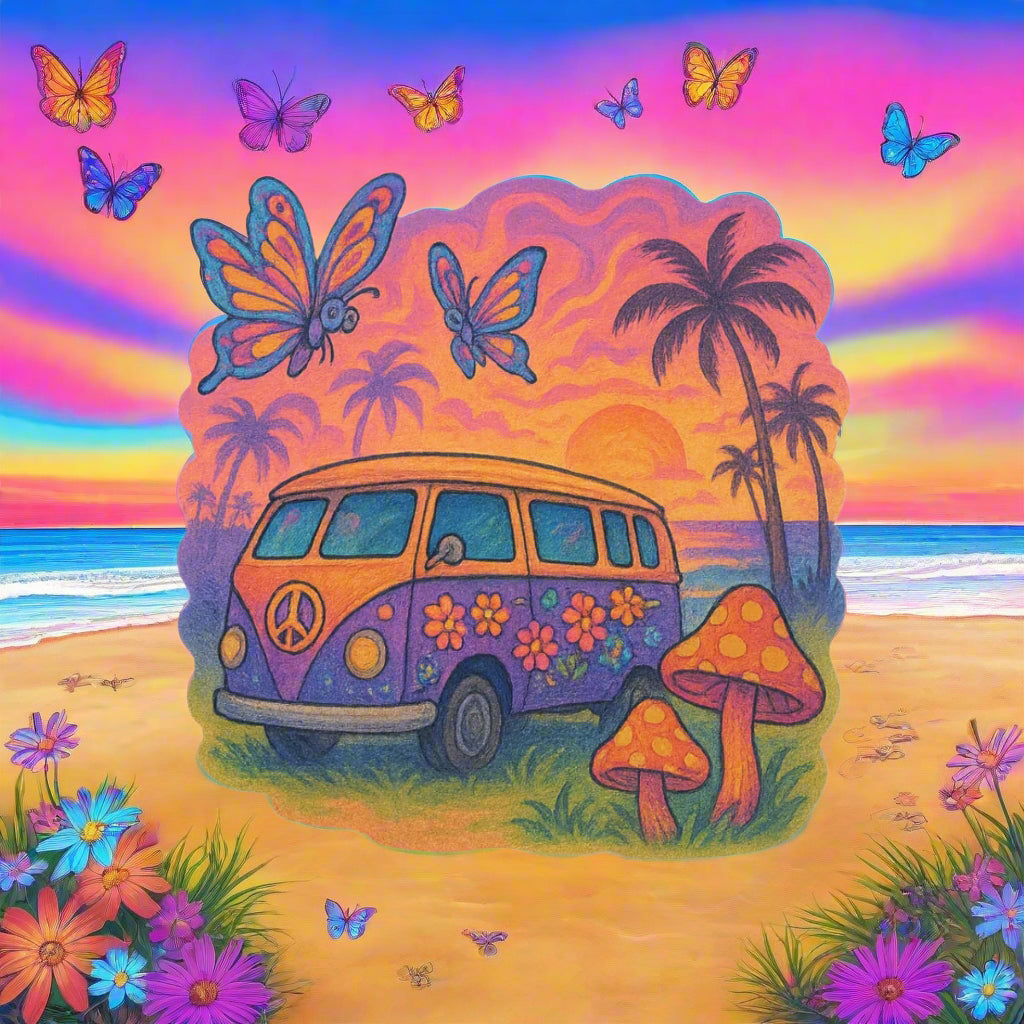 Hippie Bus – Sunset Dreams Sticker
