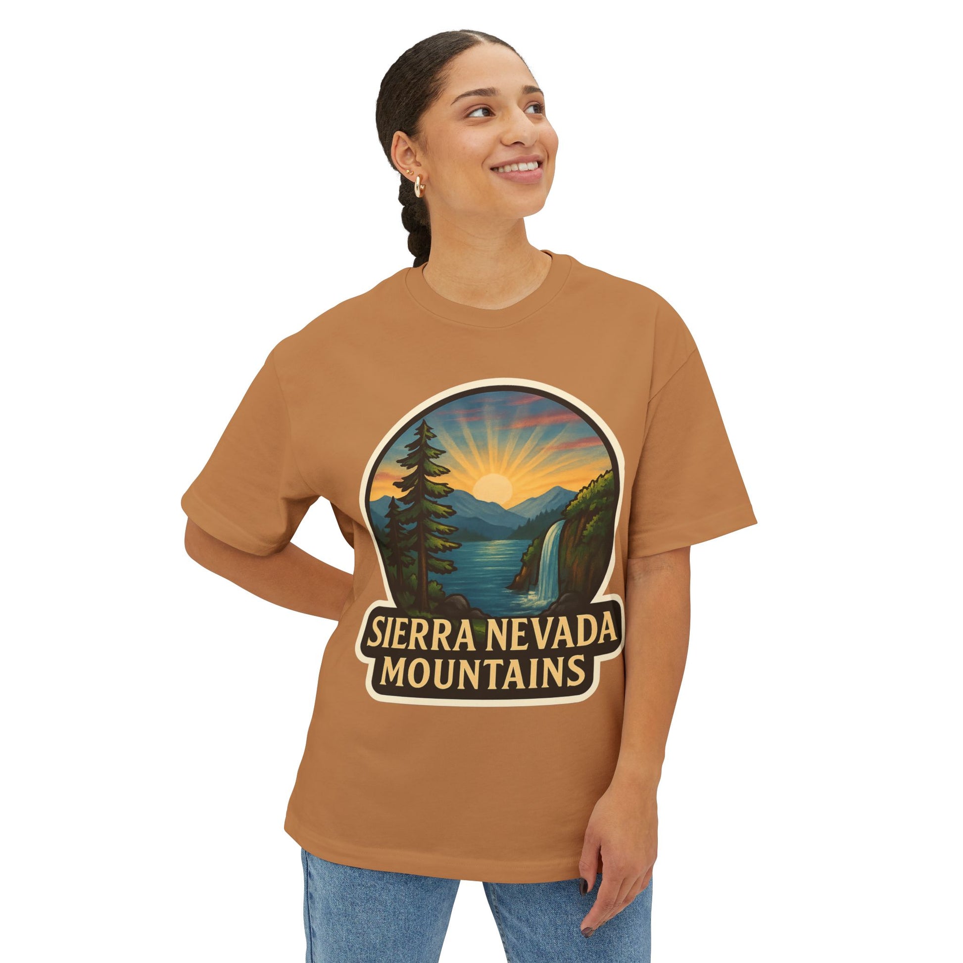 Oversized UNISEX Tee- Sierra Nevada Mountains Design