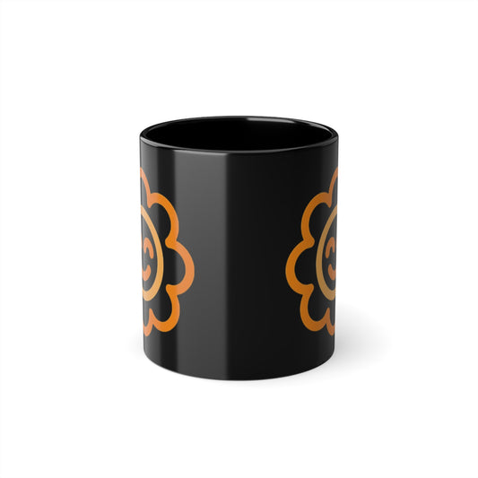 Smiley face Logo Black Coffee Cup, 11oz - Elegant Mug, Perfect Gift for Coffee Lovers, Morning Motivation, Home Office Decor, Birthday Present