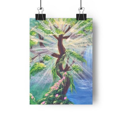 Sunlit Awakening – Forest Tree Print