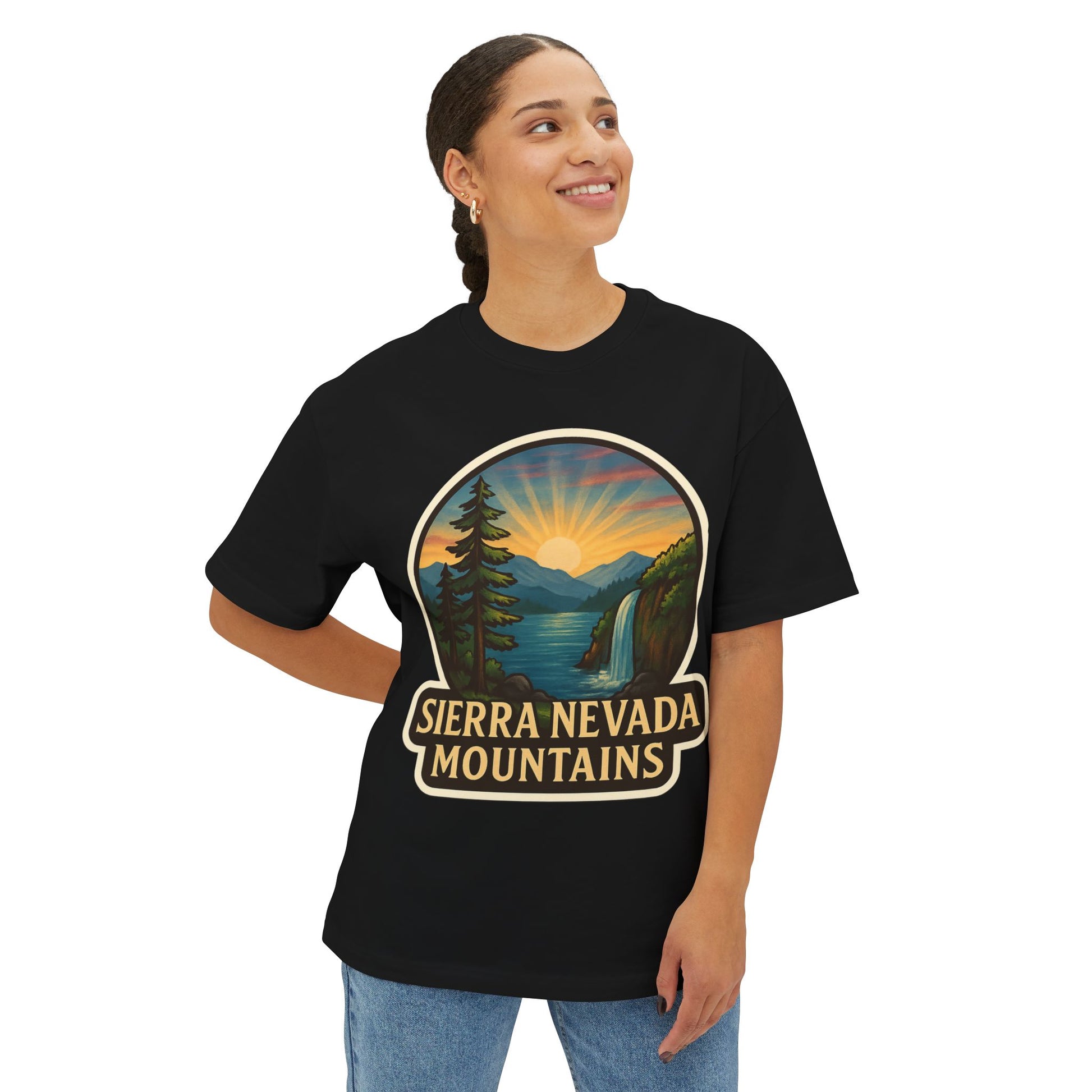 Oversized UNISEX Tee- Sierra Nevada Mountains Design