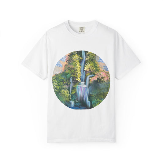 Nature-Inspired Waterfall T-Shirt - Unisex Garment-Dyed Tee for Nature Lovers
