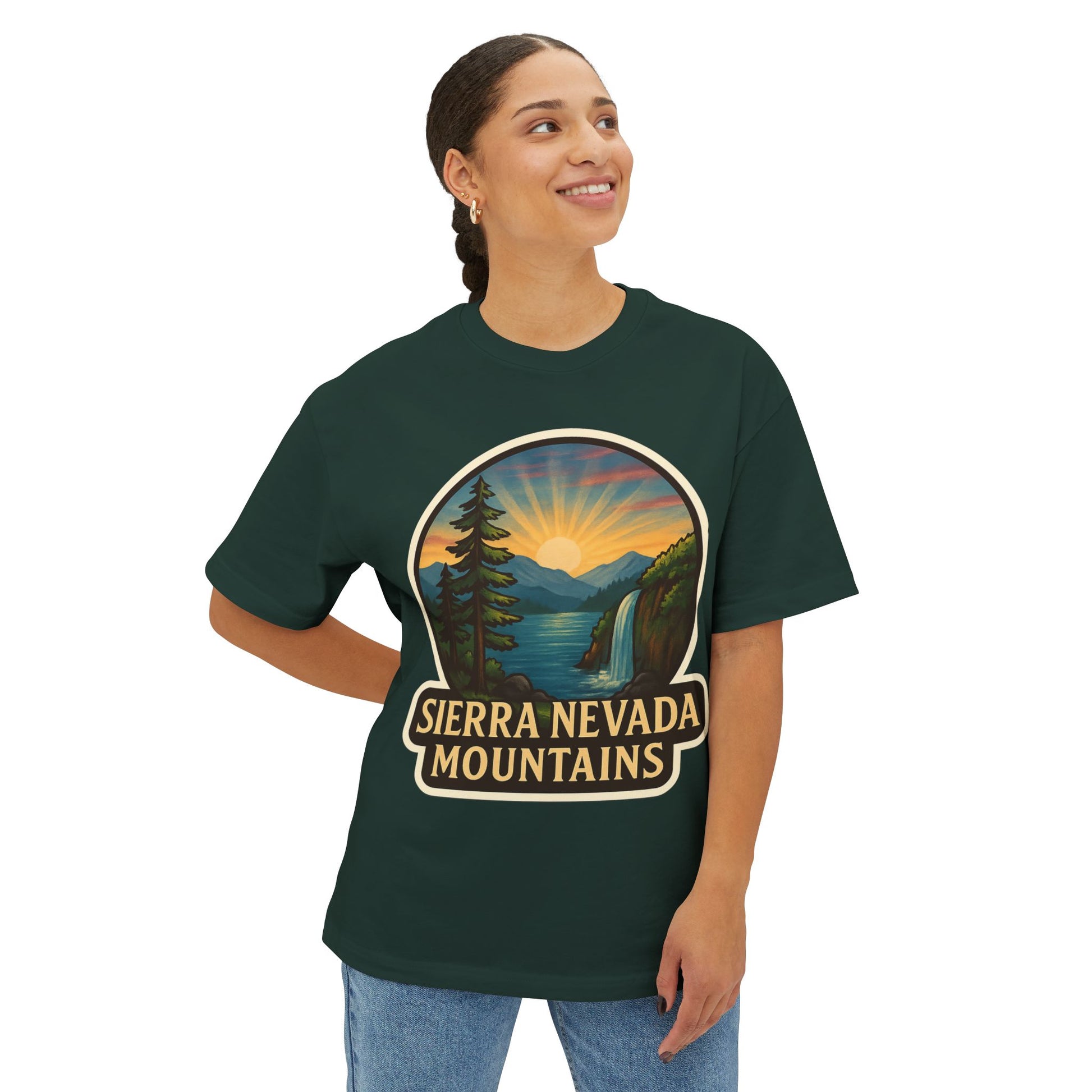 Oversized UNISEX Tee- Sierra Nevada Mountains Design