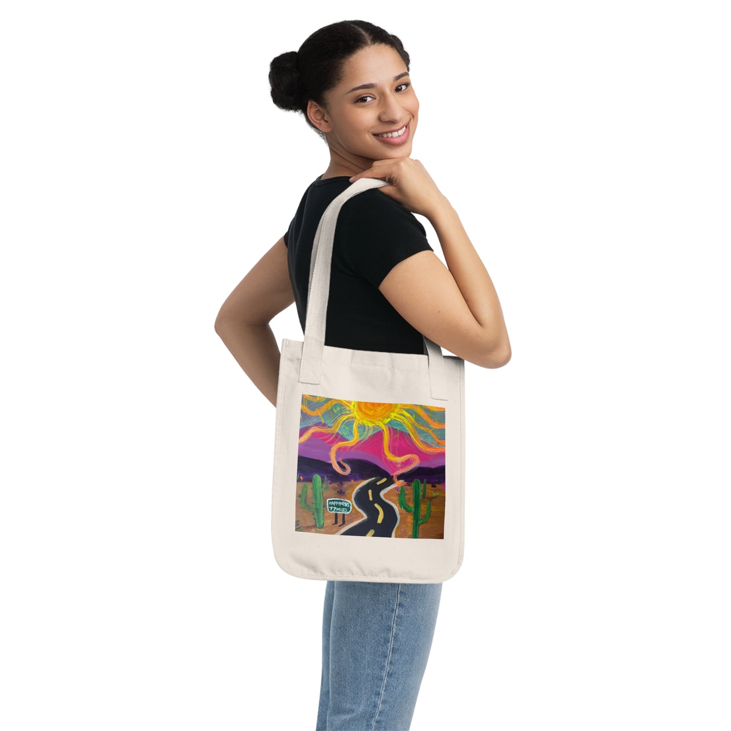 Vibrant Organic Canvas Tote Bag - Desert Sunset Design
