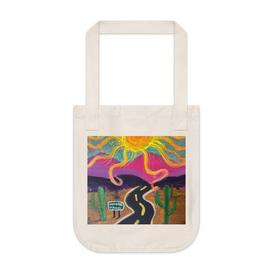 Vibrant Organic Canvas Tote Bag - Desert Sunset Design